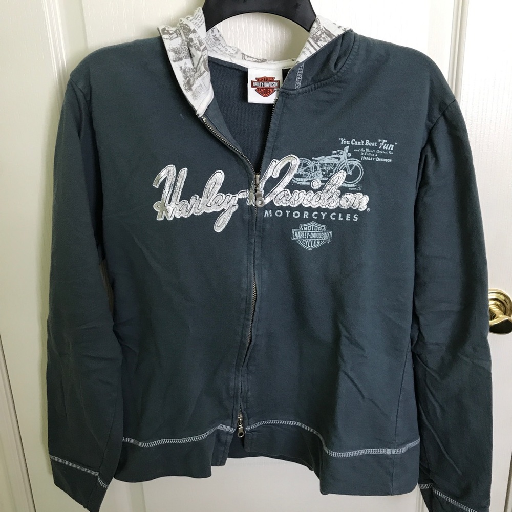 Harley Davidson Women’s navy zip up hoodie